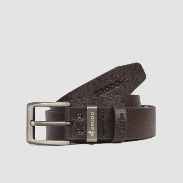 Hiaga Synthetic Leather Belt Dark Brown