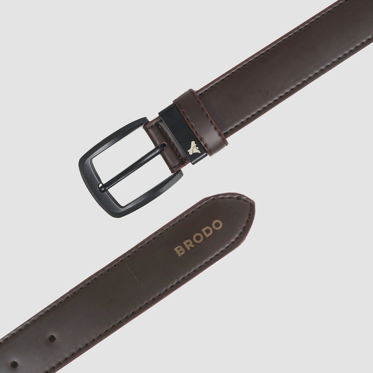 Rotary Synthetic Leather Belt Brown