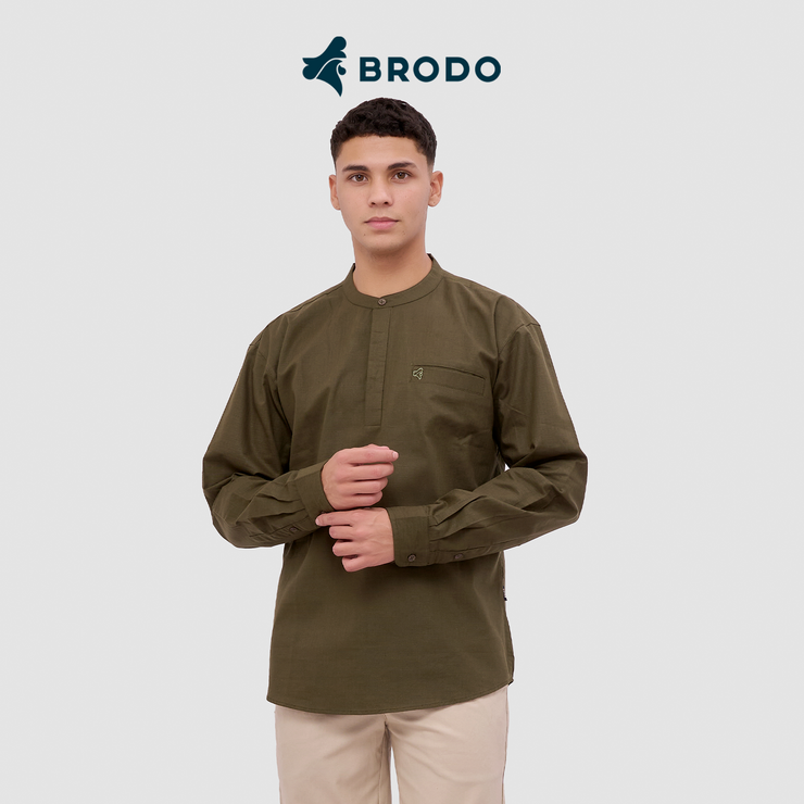 BRODO - Broshirt Halfbutton Long Olive