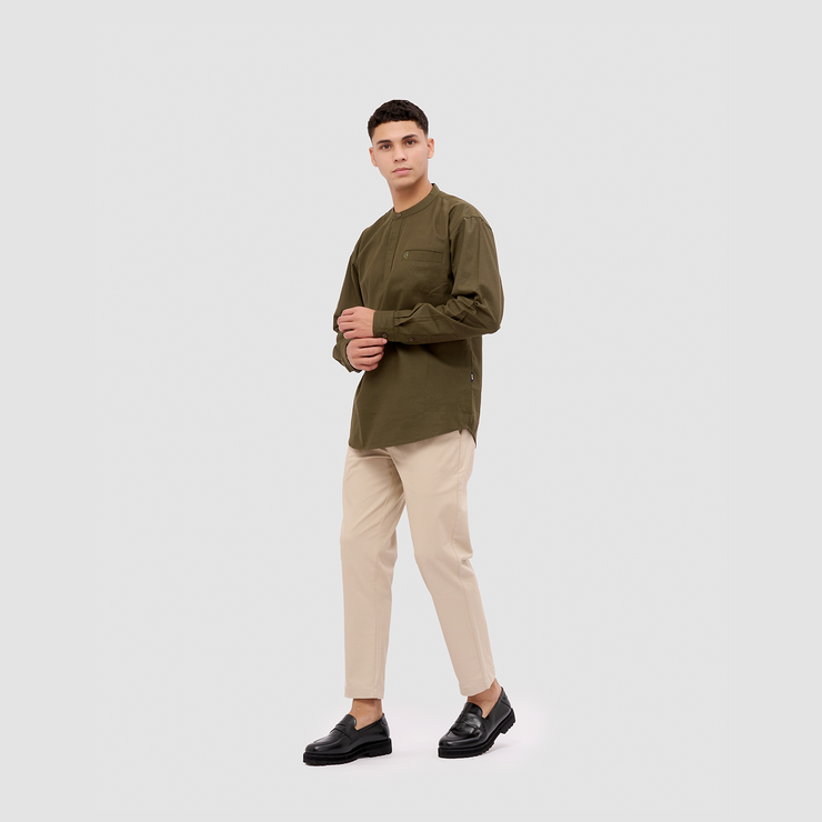BRODO - Broshirt Halfbutton Long Olive