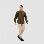 BRODO - Broshirt Halfbutton Long Olive