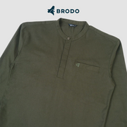 BRODO - Broshirt Halfbutton Long Olive