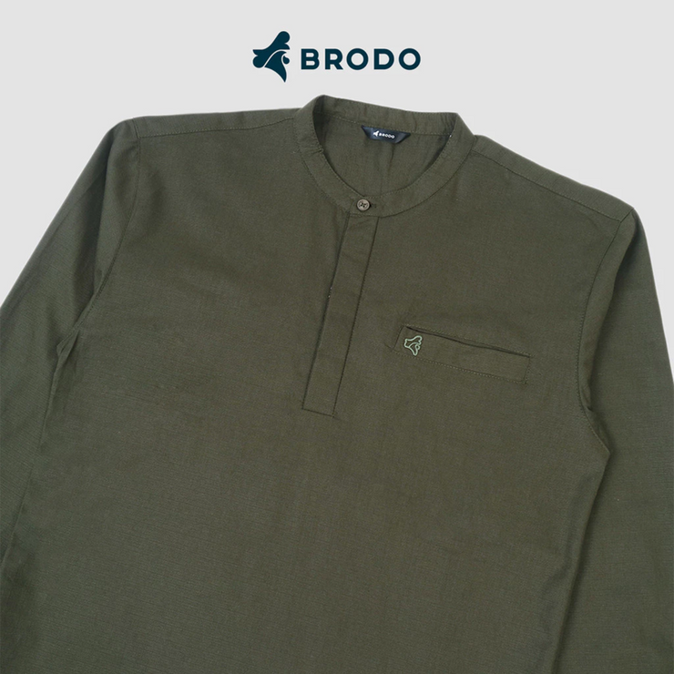 BRODO - Broshirt Halfbutton Long Olive