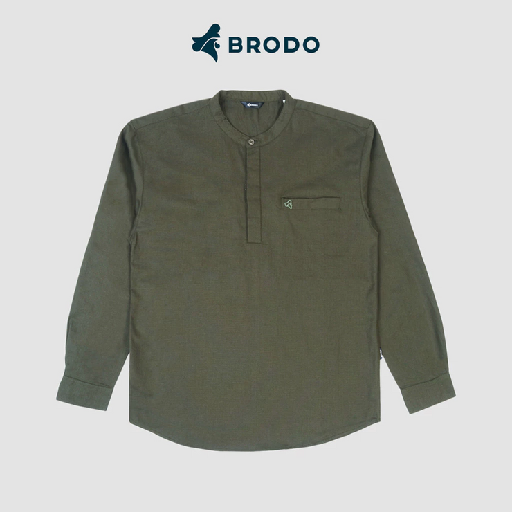 BRODO - Broshirt Halfbutton Long Olive
