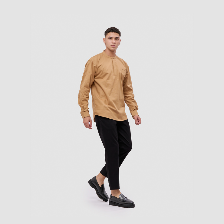 BRODO - Broshirt Halfbutton Long Khaki