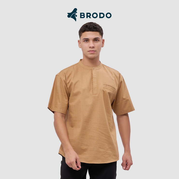 BRODO - Broshirt Halfbutton Short Khaki