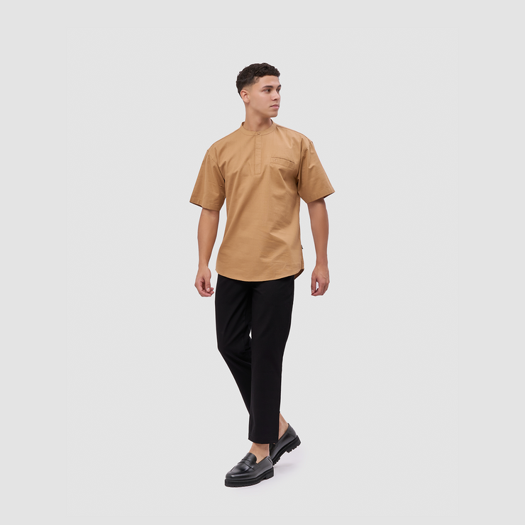 BRODO - Broshirt Halfbutton Short Khaki