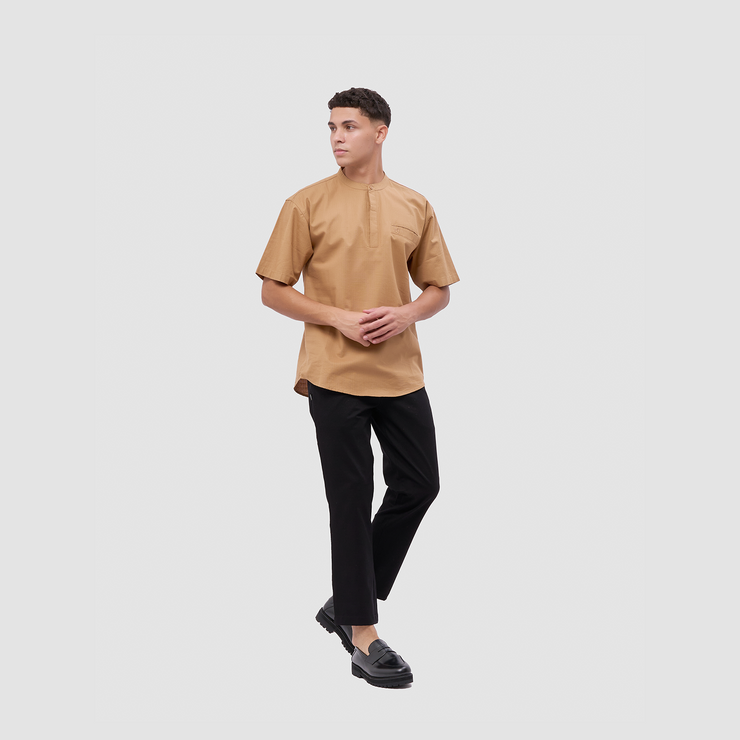 BRODO - Broshirt Halfbutton Short Khaki