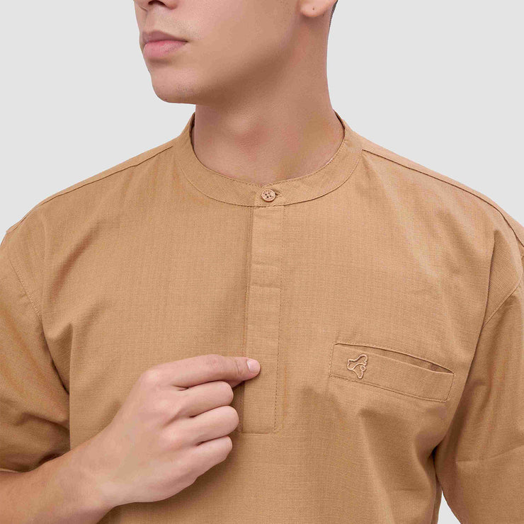 BRODO - Broshirt Halfbutton Short Khaki