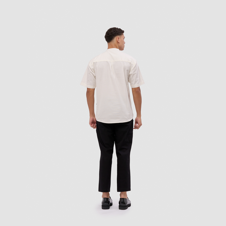 BRODO - Kemeja Pria Broshirt Halfbutton Short White