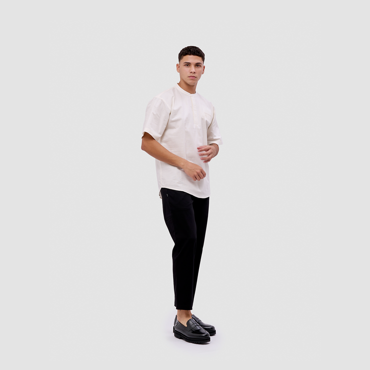 BRODO - Kemeja Pria Broshirt Halfbutton Short White