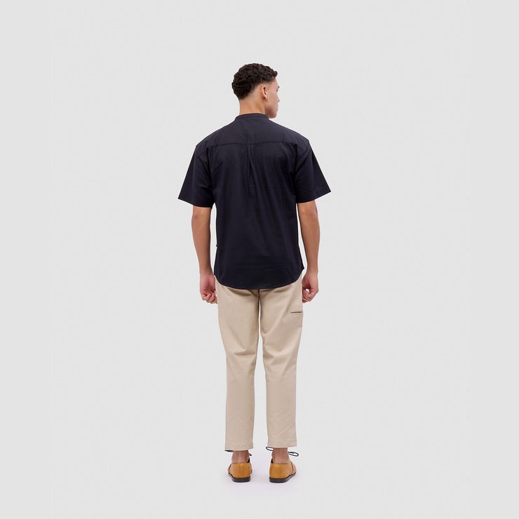 BRODO - Kemeja Pria Broshirt Halfbutton Short Black