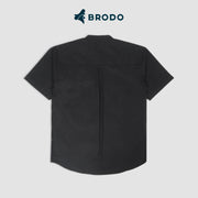 BRODO - Kemeja Pria Broshirt Halfbutton Short Black