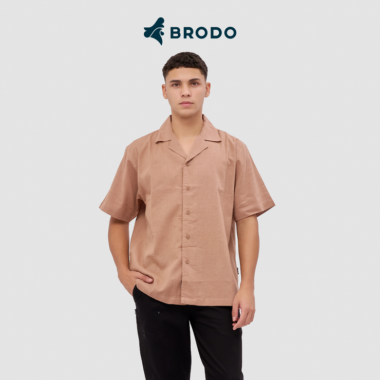 BRODO - Kemeja Pria Broshirt Short Brown