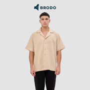 BRODO - Kemeja Pria Broshirt Short Khaki