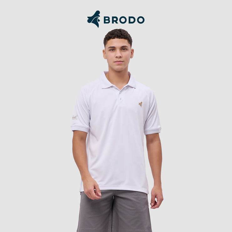 BRODO - Active Tecnico Polo Shirt White - Brown