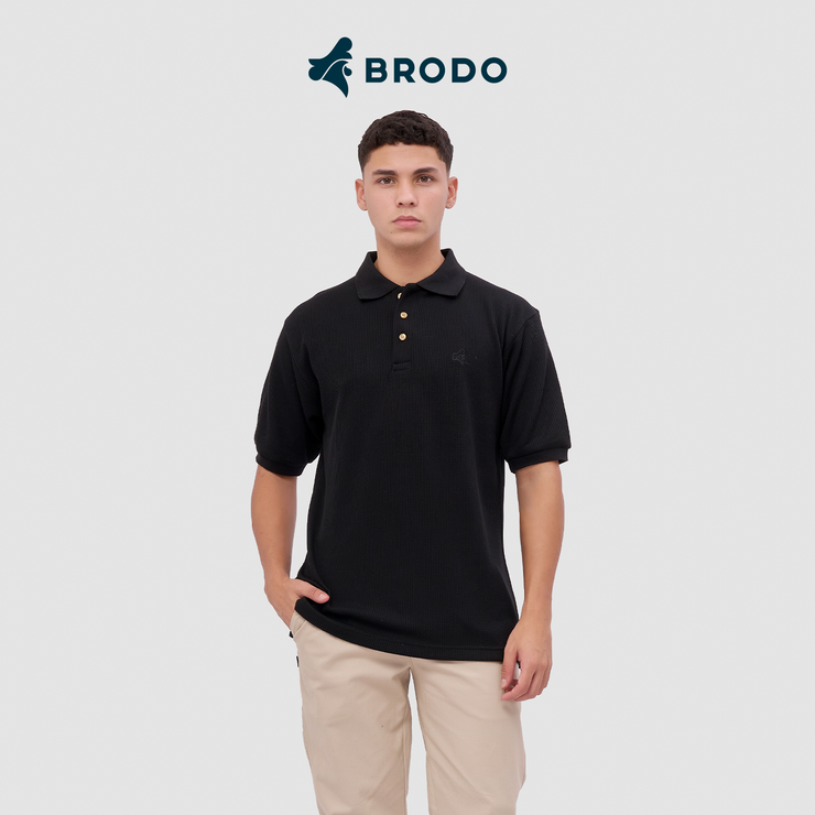 BRODO - Broshirt Polo Waffle Short Black