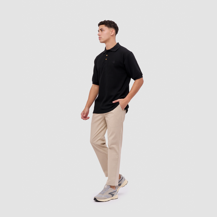BRODO - Broshirt Polo Waffle Short Black