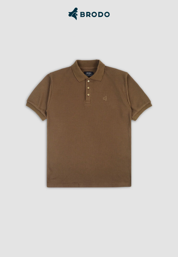 BRODO - Broshirt Polo Waffle Short Brown
