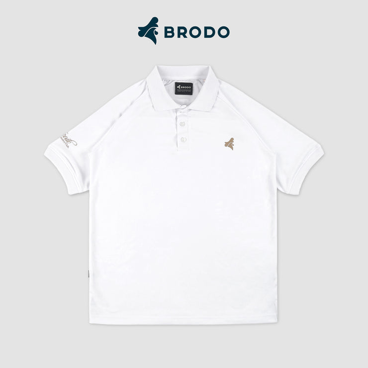 BRODO - Active Tecnico Polo Shirt White - Brown