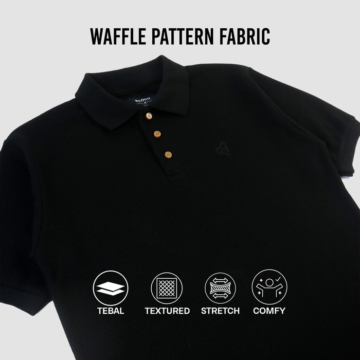 BRODO - Broshirt Polo Waffle Short Black