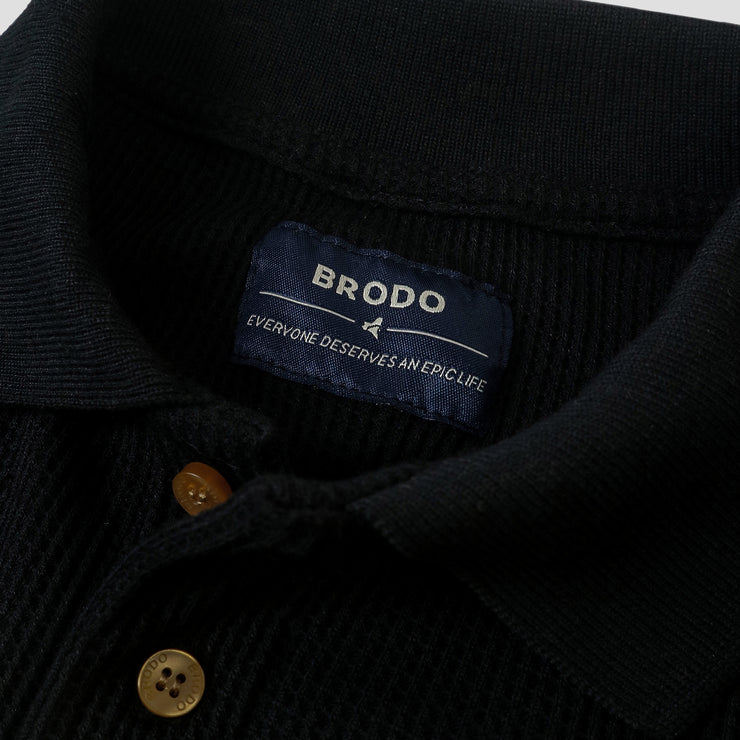 BRODO - Broshirt Polo Waffle Short Black