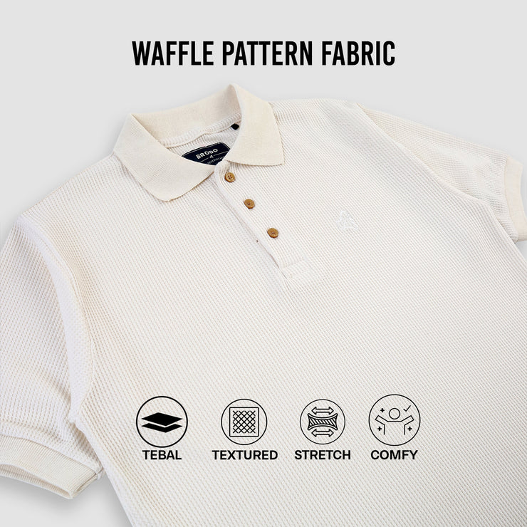 BRODO - Broshirt Polo Waffle Short Off White